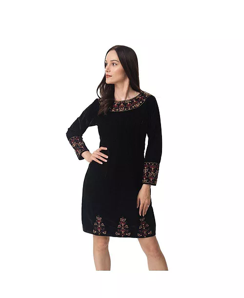 women's velvet dress with hand embroidery