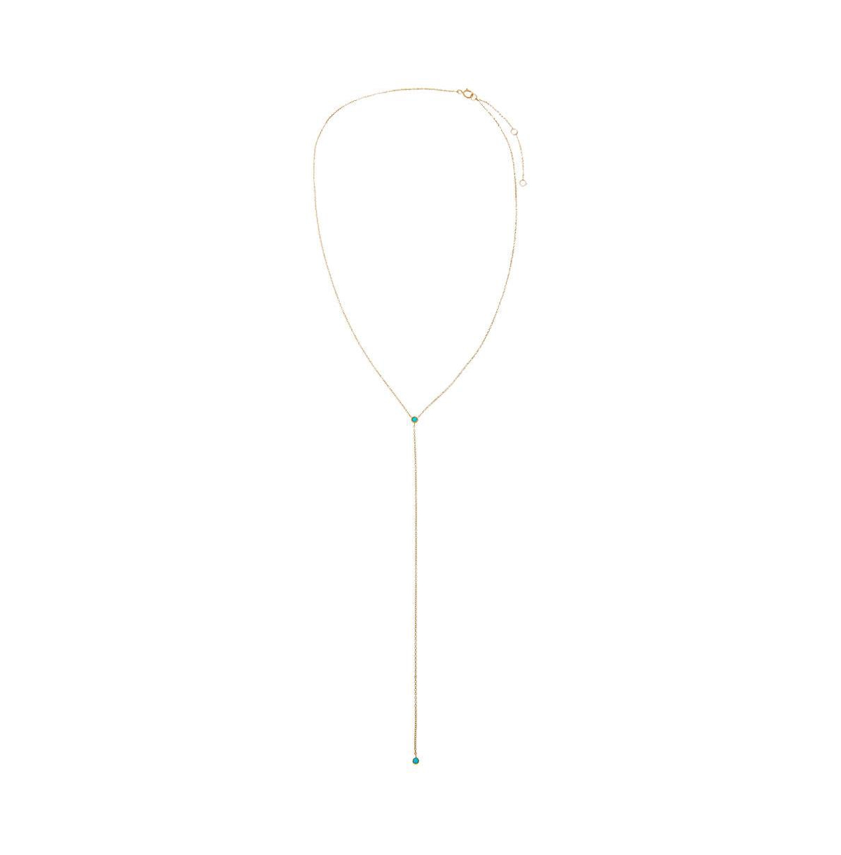 By Adina Eden Turquoise Double Solitaire Bezel Lariat Necklace 14K - 14k gold