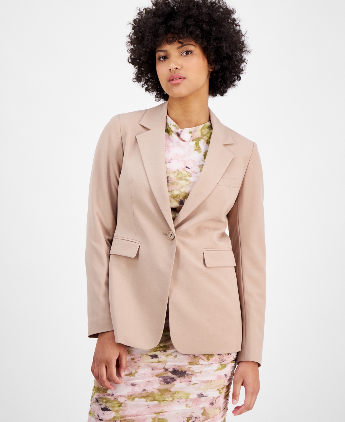 Women's Bi-Stretch One-Button Blazer, Exclusively at Macy's - Barley Field
