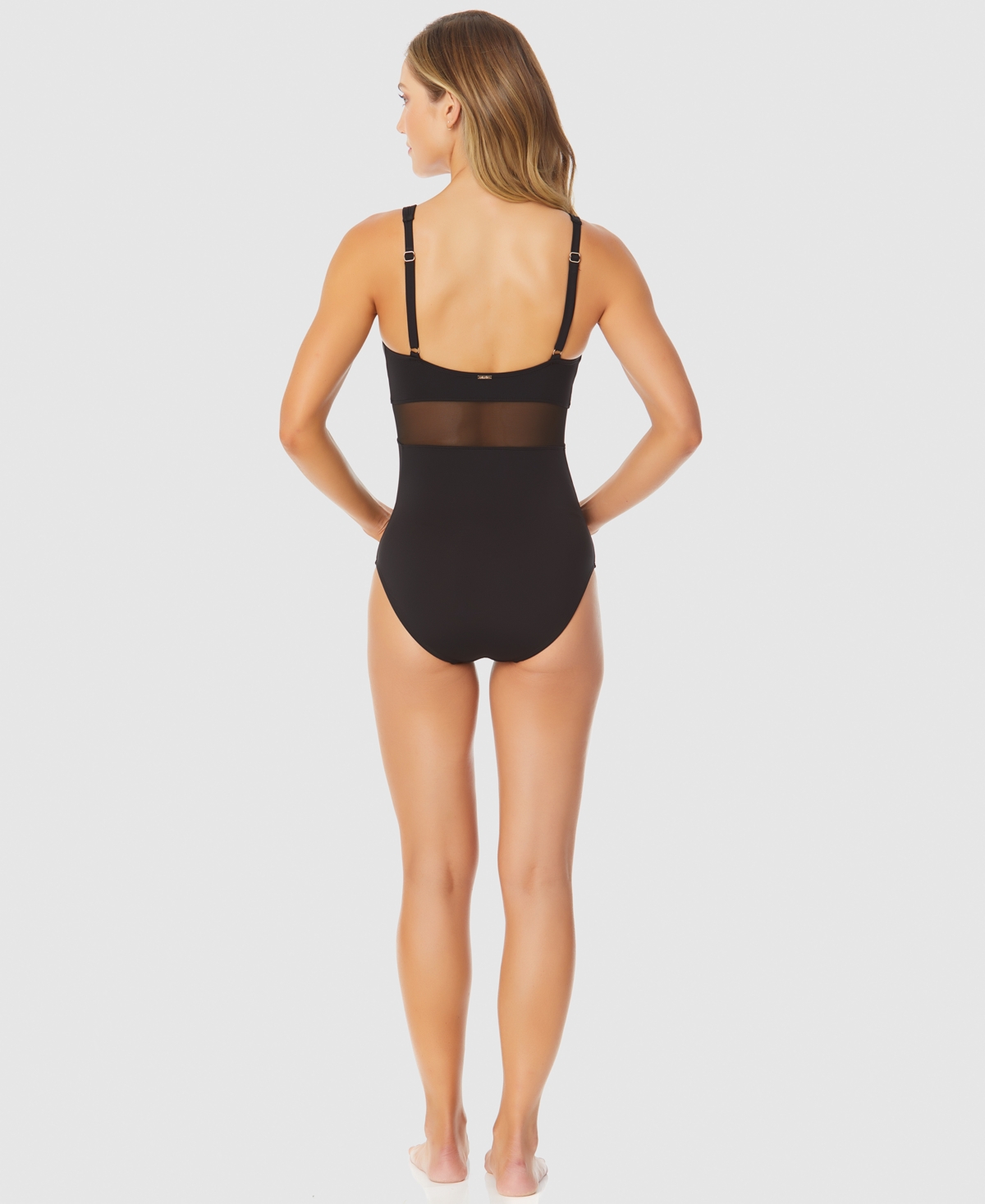 ANNE COLE WOMEN'S U-RING MESH-INSET ONE-PIECE SWIMSUIT 