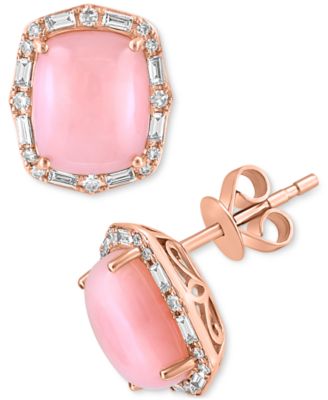 EFFY&reg; Pink Opal (3-1/2 ct. t.w.) & Diamond (1/4 ct. t.w.) Stud Earrings in 14k Rose Gold