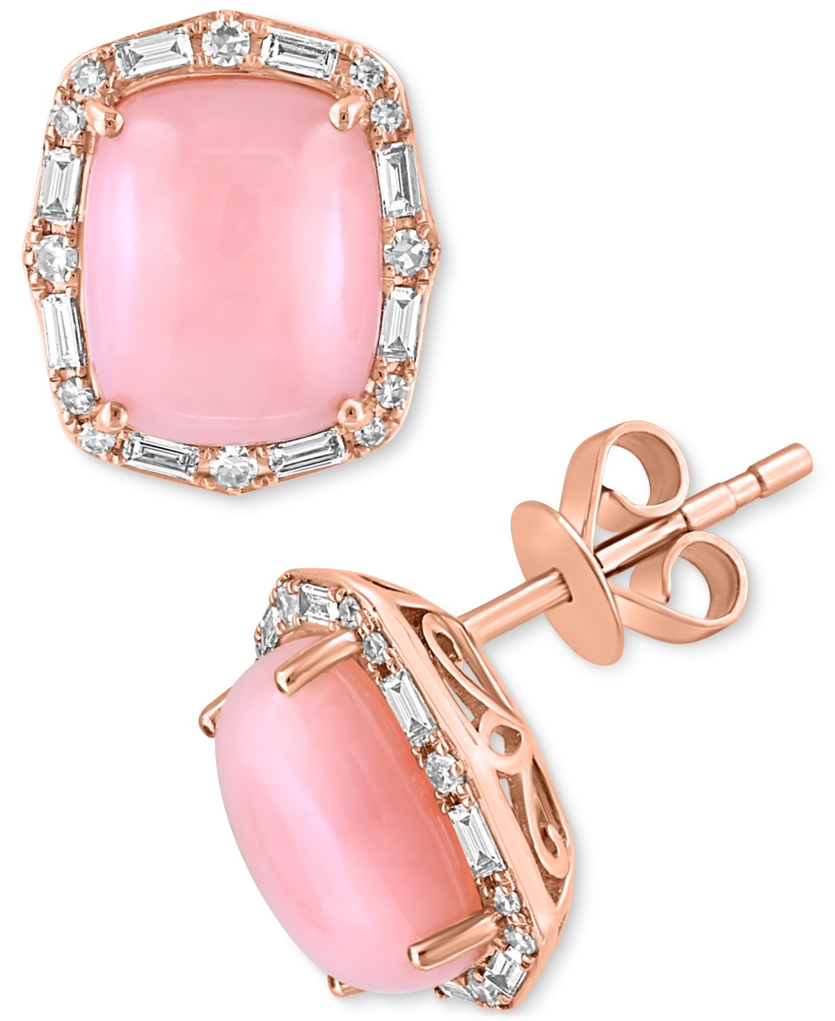 Effy Collection Effy Pink Opal (3-1/2 Ct. T.w.) & Diamond (1/4 Ct. T.w.) Stud Earrings In 14k Rose Gold In Pink Opal