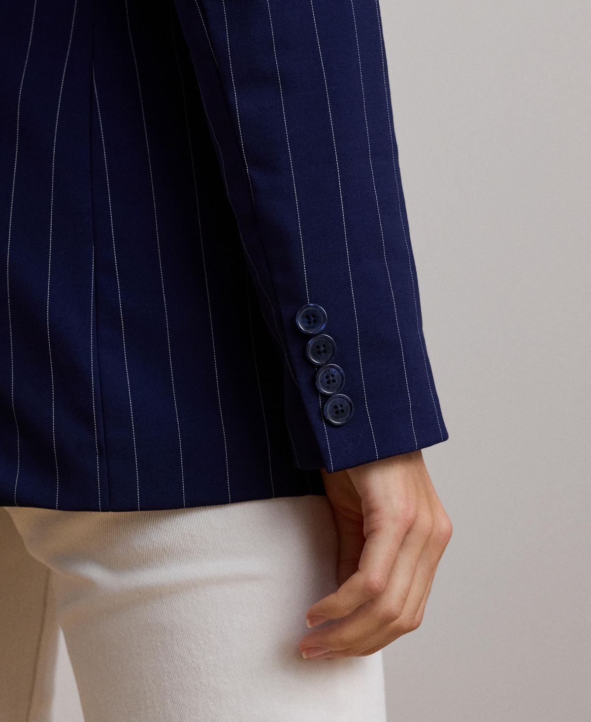 Lauren Ralph Lauren Women's Pinstripe Double-Breasted Twill Blazer -White