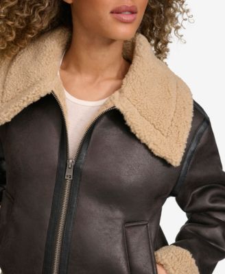 Levi's Women's Faux Shearling Aviator Jacket - Macy's Levi's Women's Faux Shearling Aviator Jacket - Macy's