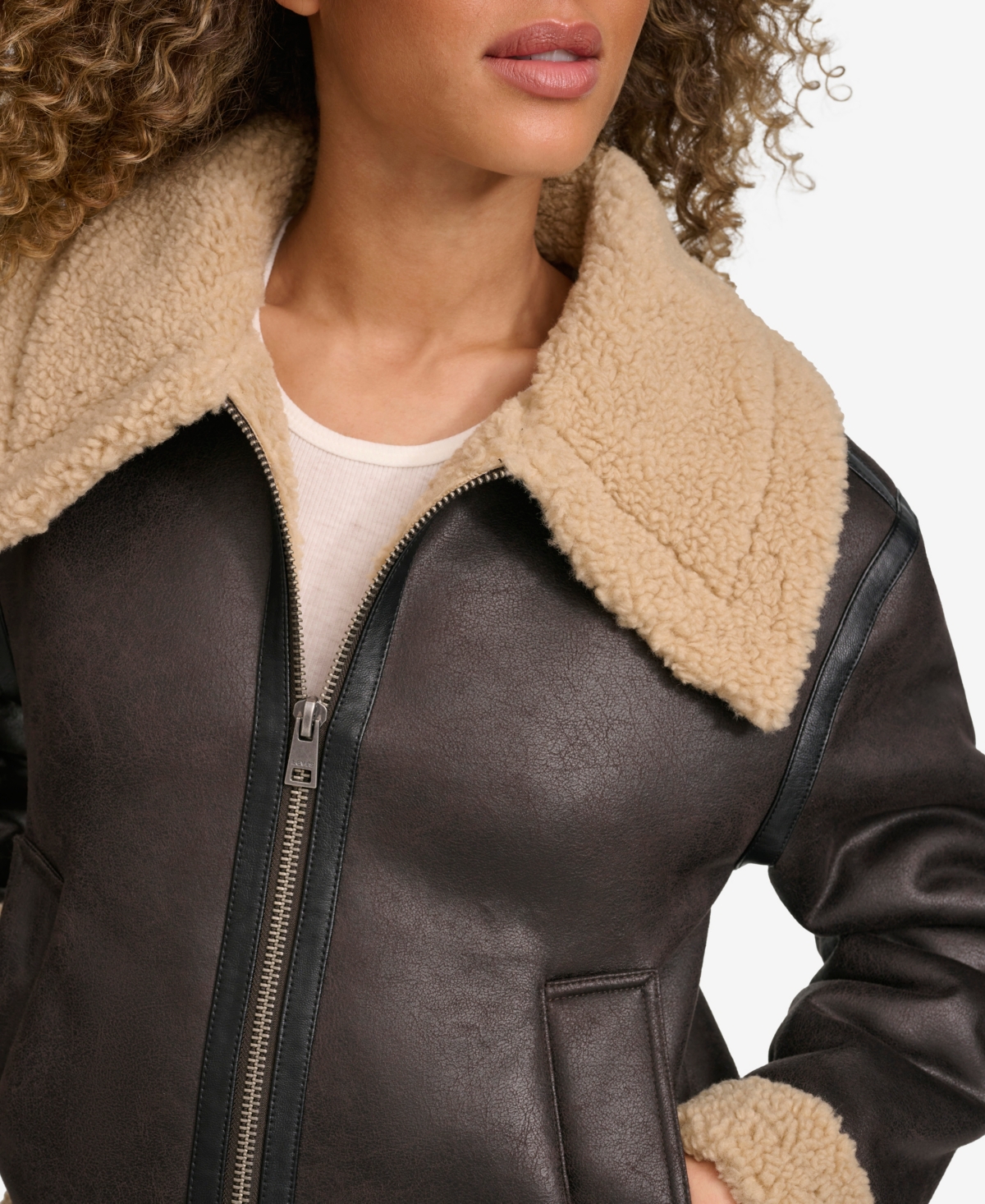 Shop Levi's Women's Faux Shearling Aviator Jacket In Molasses