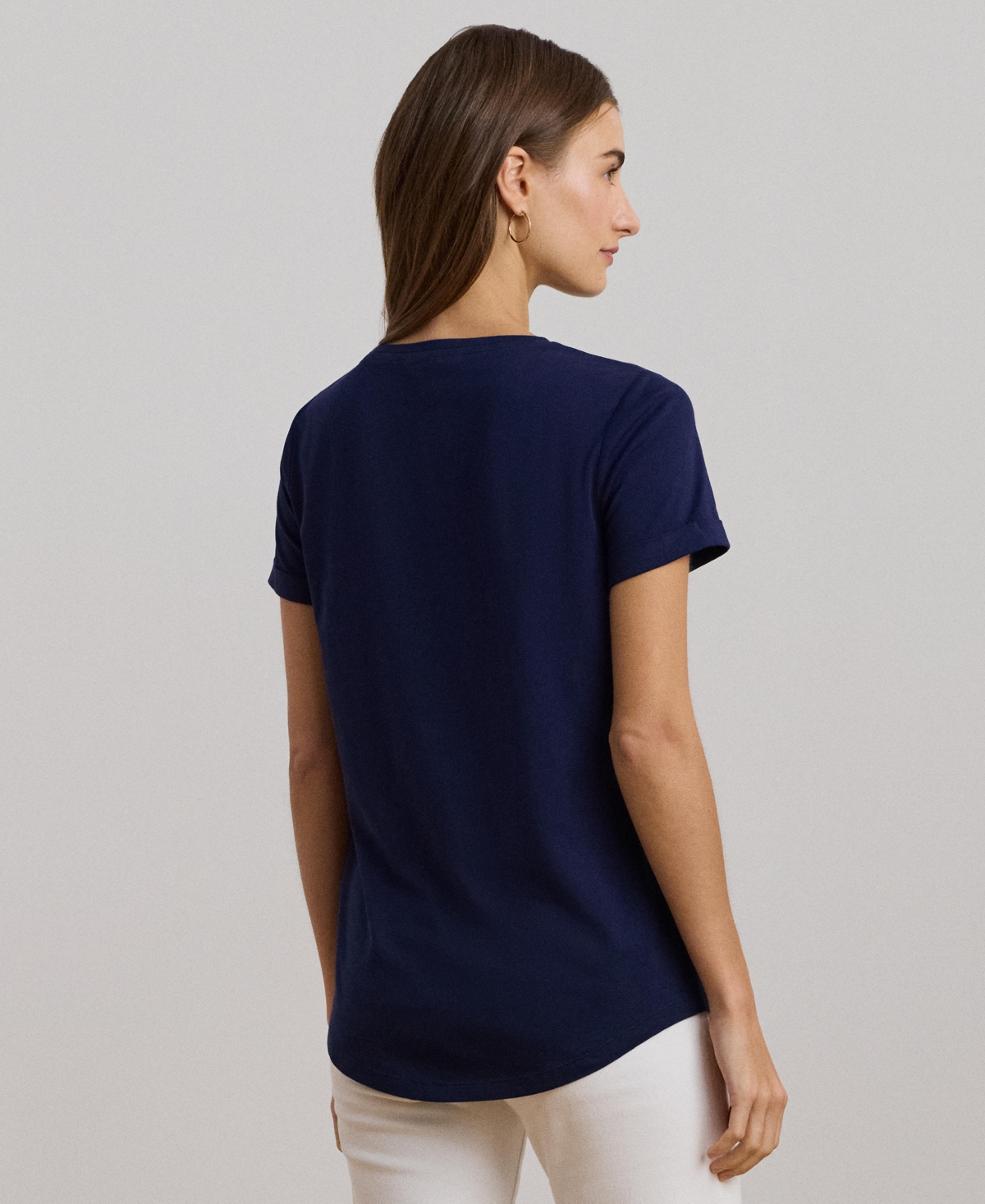Lauren Ralph Lauren Women's Beaded-Logo Cotton Jersey Tee