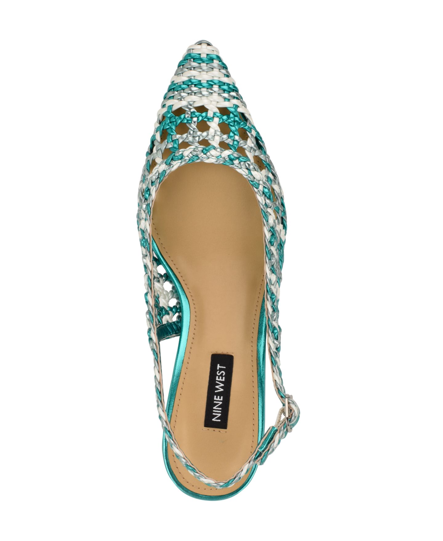 Женские туфли Nine West Madalene Woven Slingback Kitten Heel, цвет: Зелёный разноцветный — фото 4