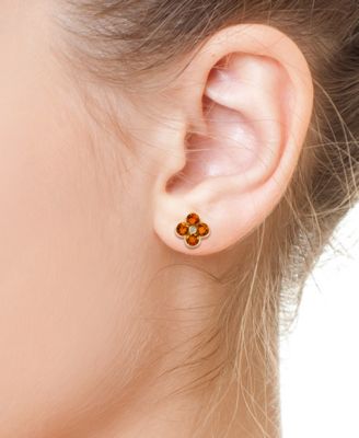 EFFY&reg; London Blue Topaz (2-5/8 ct. t.w.) & Diamond Accent Flower Stud Earrings in 14k Yellow Gold (Also in Citrine)