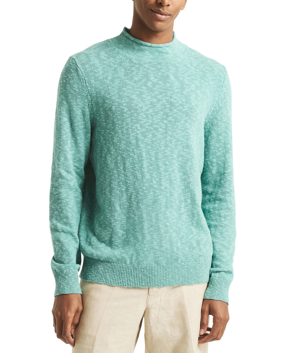Men's Slub Linen Crewneck Sweater - Dusty Turquoise