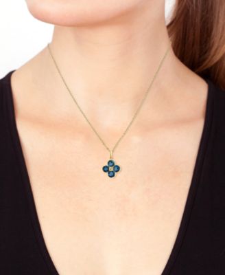 EFFY&reg; London Blue Topaz (2-1/3 ct. t.w.) & Diamond Accent Flower 18" Pendant Necklace in 14k Yellow Gold (Also in Citrine)