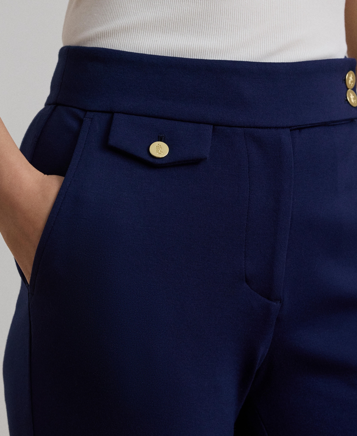 Shop Ralph Lauren Women's Ponte Ankle Pants, Regular & Petite In Refined Navy