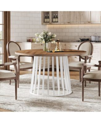 Tribesigns 47" Round Dining Table for 4-6 People, Farmhouse Dinning Room Table Circle Kitchen ...