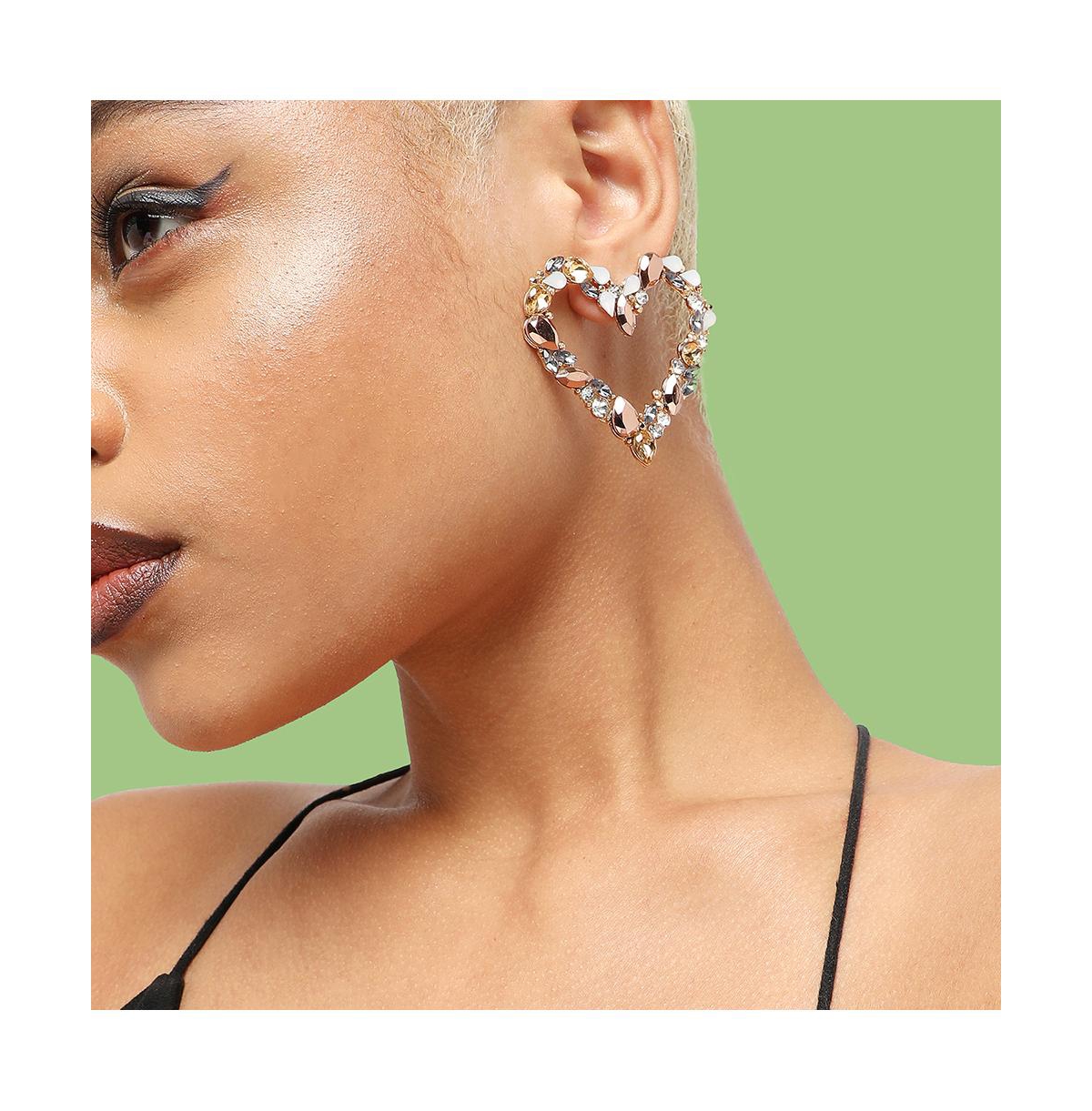 Sohi Women's Heart Stud Earrings In Gold
