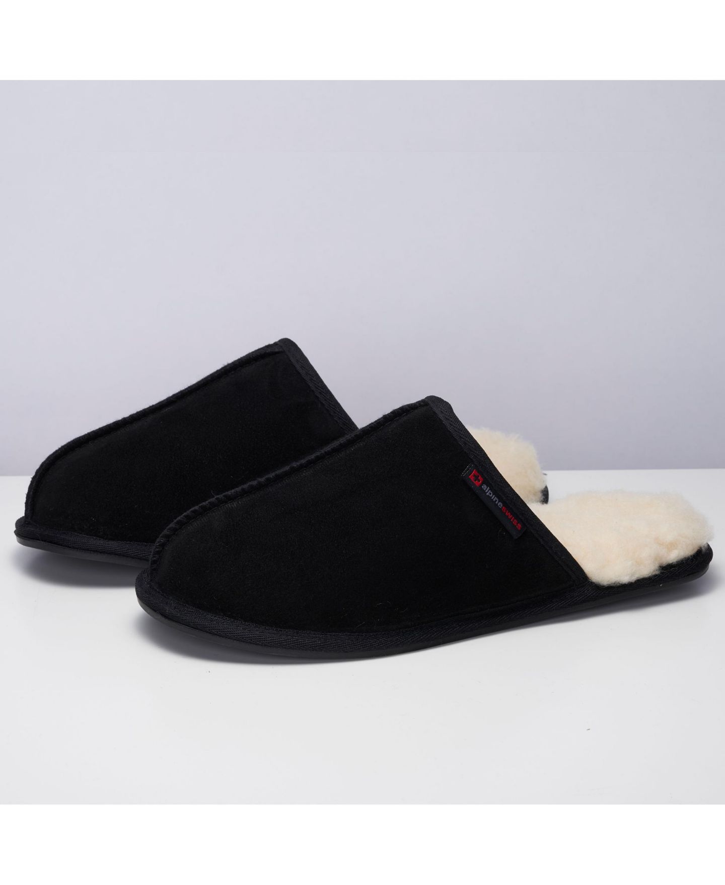 Мужские тапочки Alpine Swiss Microsuede Memory Foam Scuff Slippers Comfort Slip On, цвет: Чёрный — фото 6