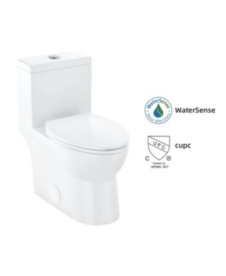 One-Piece Toilet,Dual Flush Elongated Toilet with Soft Close Seat, High-Efficiency Supply, White