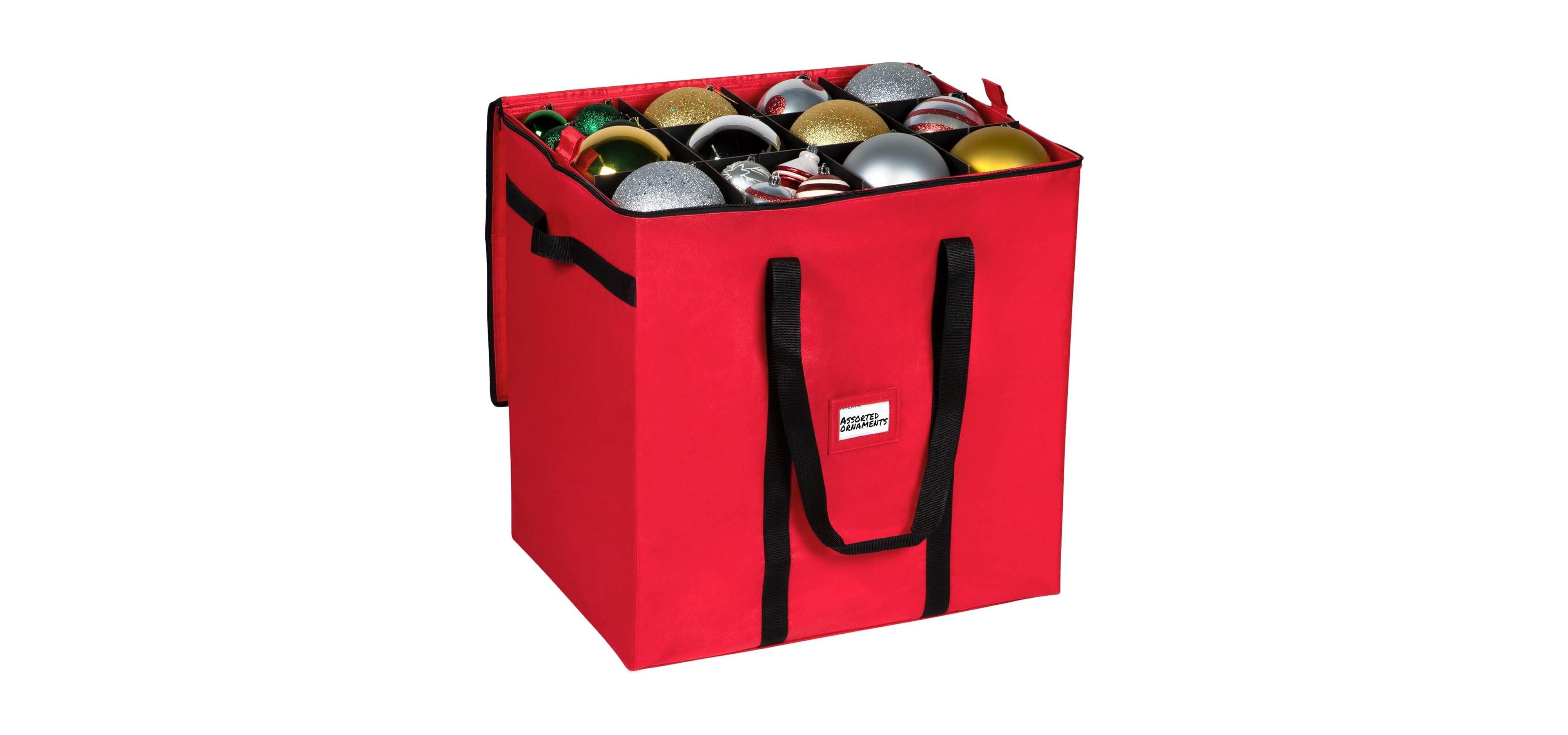 Florida Brands Christmas Storage Box with Adjustable Dividers and 4 trays - Stores Up to 48 - 6" Ornaments