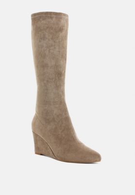 Womens Tulsha Microfiber Wedge Heel Boots