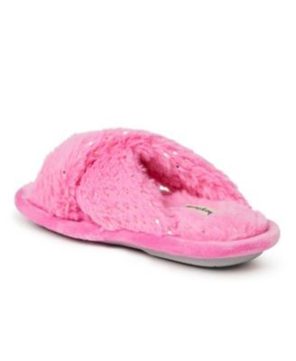 Kids Ava Crisscross Fuzzy Sparkle Slide Slipper