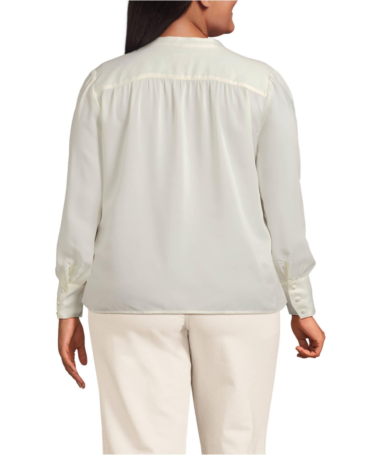 Lands' End Plus Size Satin Popover Shirt