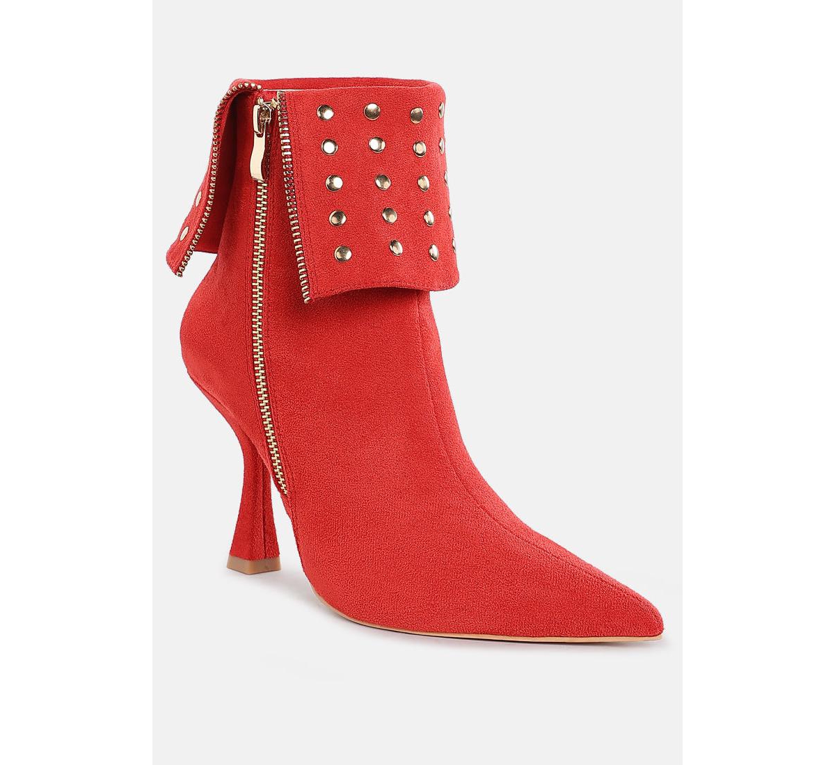 London Rag Piccini Stud Embellished Foldover Boots