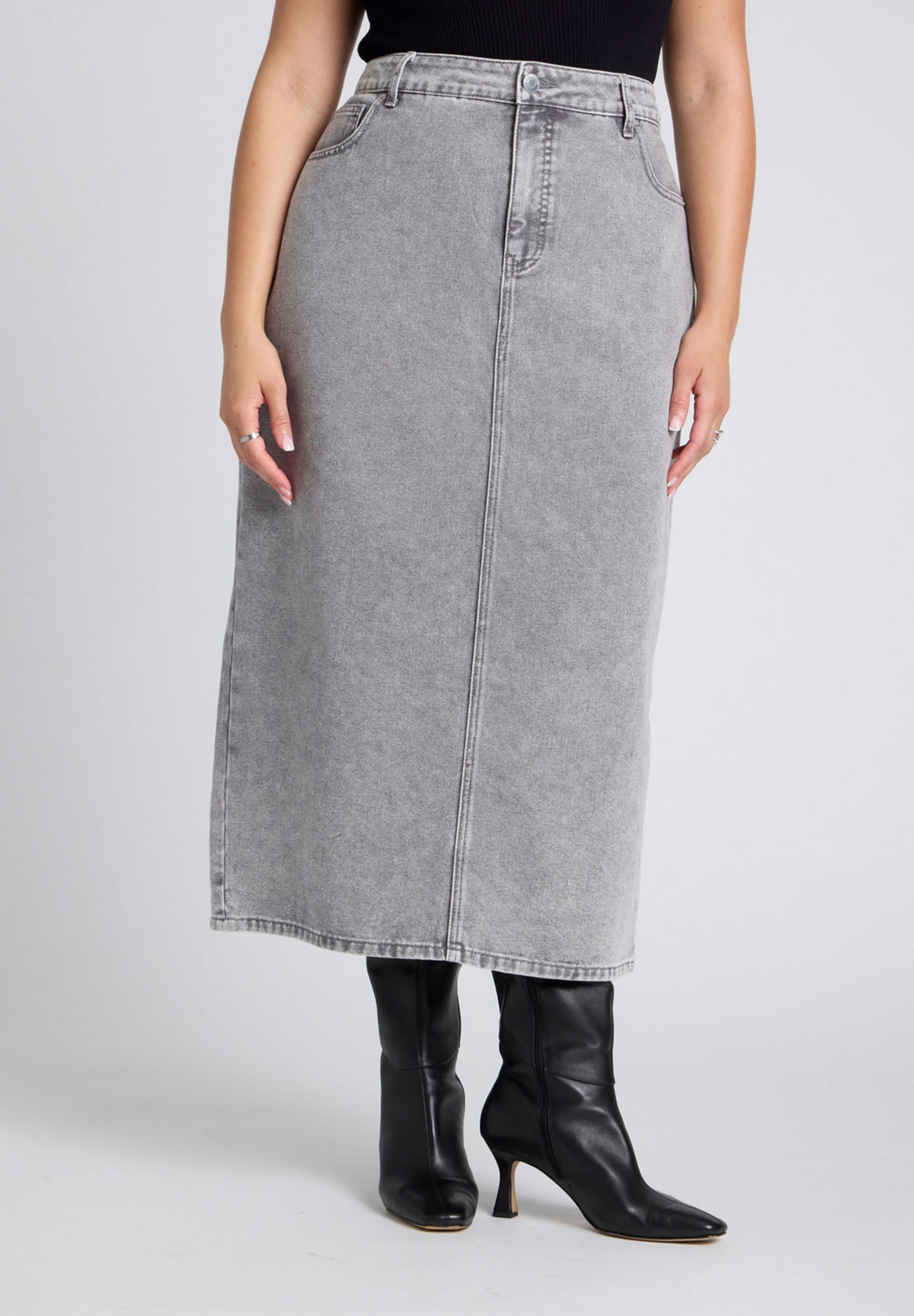 Eloquii Plus Size Denim Midi Skirt