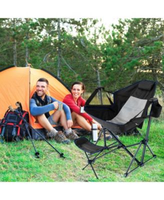 Hammock Camping Chair with Retractable Footrest and Carrying Bag