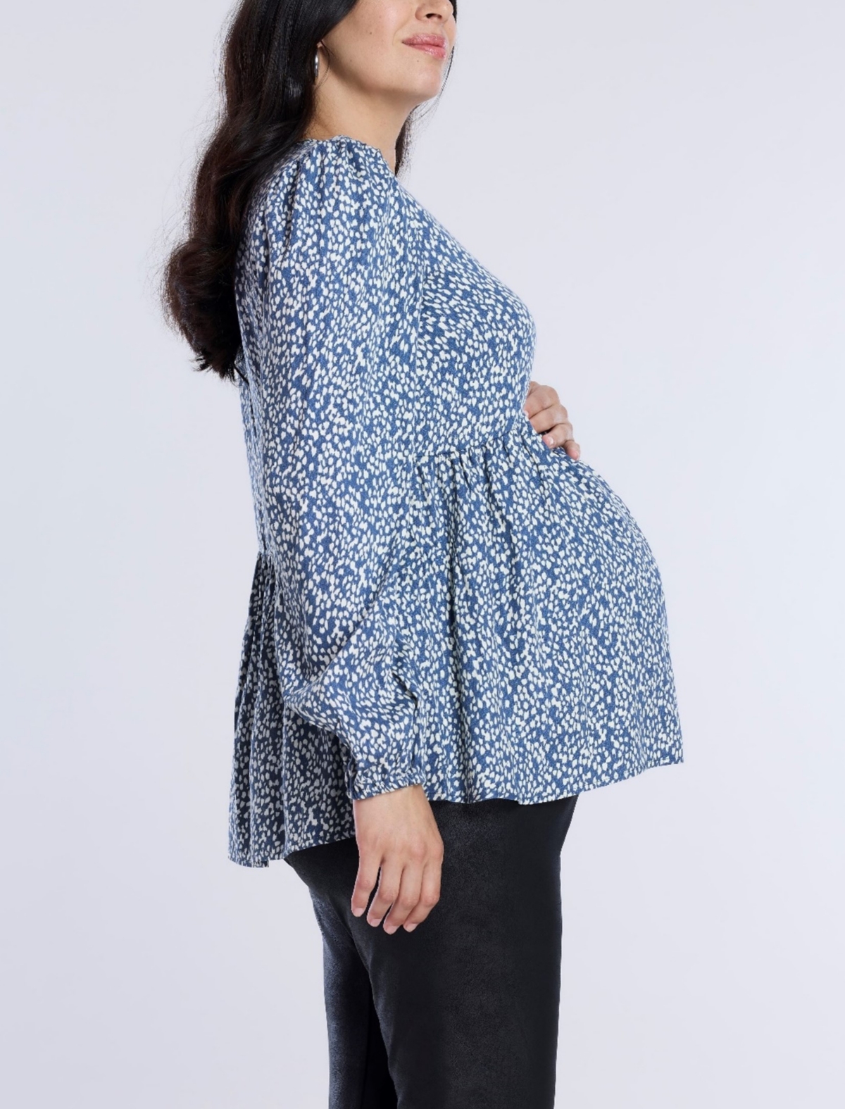 Motherhood Maternity Maternity Long Sleeve Empire Waist Keyhole Woven Blouse
