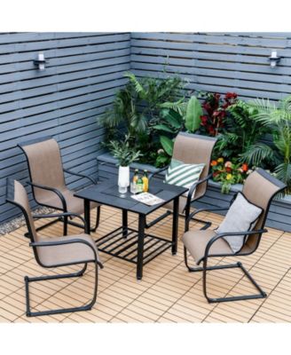 31 Inch Outdoor Fire Pit Dining Table with Cooking BBQ Grate