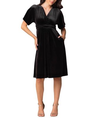 Women's Angelic Velvet Midi Cocktail Dress with Pockets