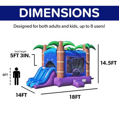 HeroKiddo Enchanted Forest Commercial Grade Bounce House with Dual Slide for Kids and Adults (with Blower), 100% PVC Vinyl, Basketball Hoop, Outdoor Indoor, Inflatable, Birthday Party Rental