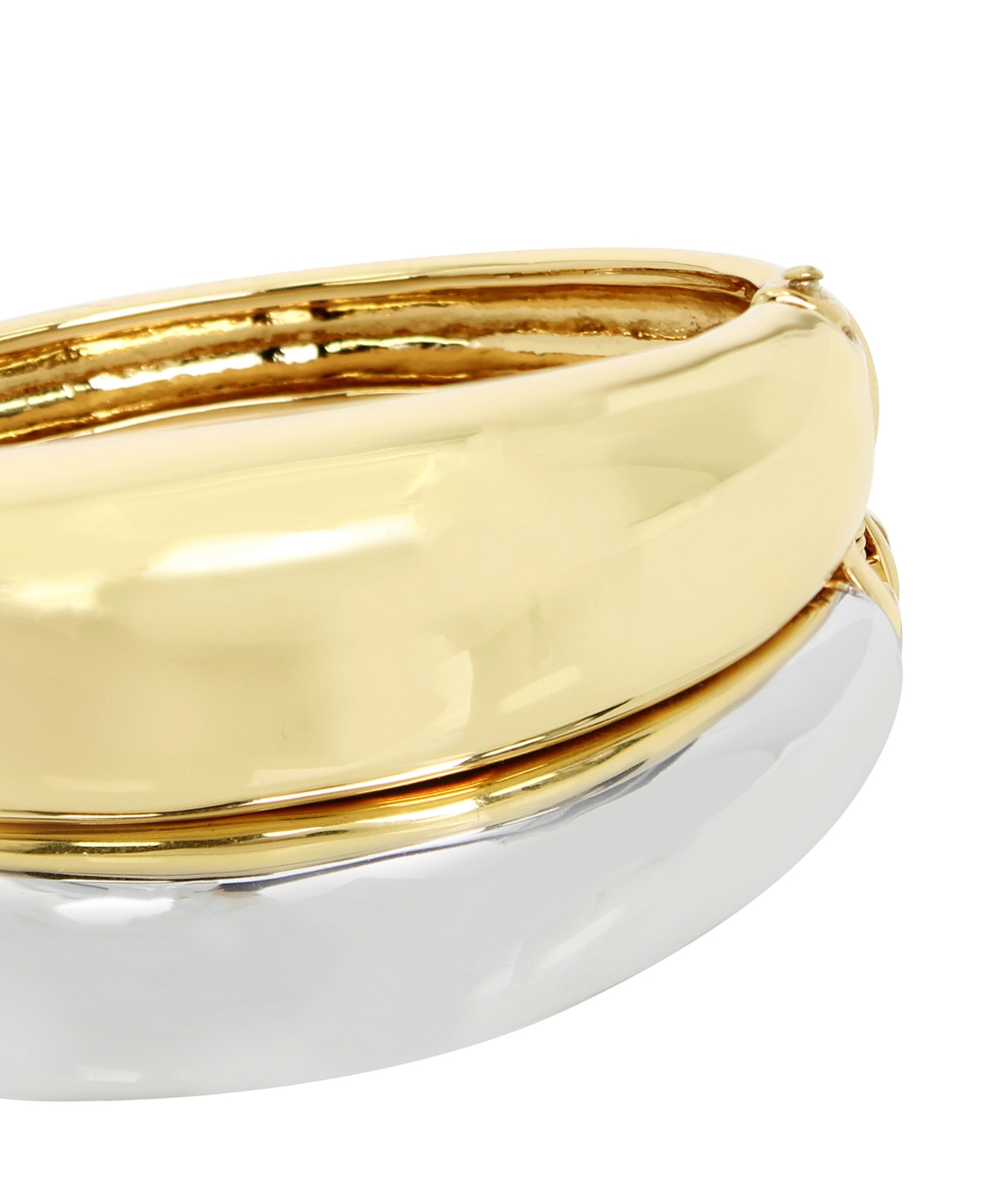 Robert Lee Morris Soho Two Tone Ribbed Statement Bangle Bracelet - Two-tone