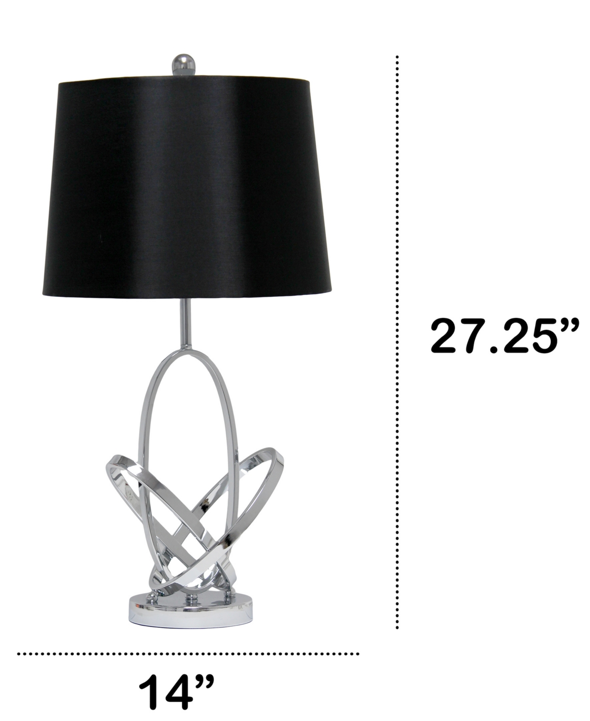 Lalia Home 27.25" Glossy State-of-the-art Modern Entwined Table Lamp In Chrome,black Shade