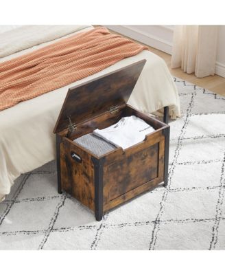 47" Engineered Wood Safety Hinges & Faux Leather Seat Storage Bench