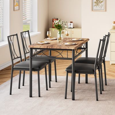 MDF Dining Table Set for 4, Kitchen Table and 4 Upholstered Chairs,Kitchen Table Set
