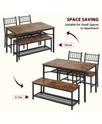 Dining Table Set for 4, Kitchen Table and 2 Chairs , 47.2" Rectangular Kitchen Table Set, Dining Room Table Set Brown