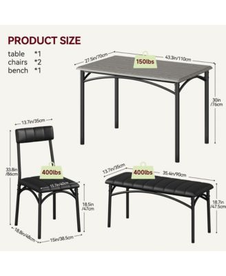 Dining Table Set for 4, Kitchen Table and Chairs for 4, Rectangular Kitchen Table Set , Dining Room Table Set,Grey