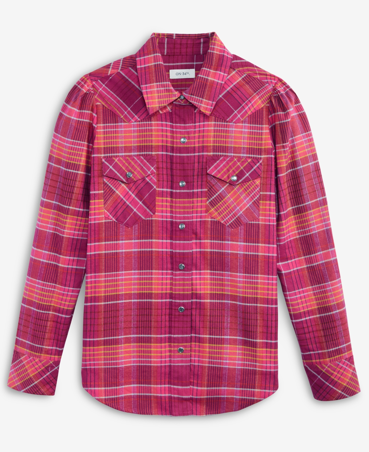 ON 34TH WOMEN'S PLAID PUFF SLEEVE FLANNEL SHIRT, EXCLUSIVELY AT MACY'S 