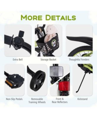 16/18 Inch Kids Bike Adjustable with Detachable Training Wheels for 4-8 Years Old