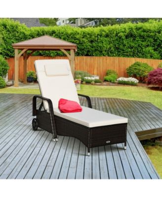 Outdoor Recliner Cushioned Chaise Lounge with Adjustable Backrest
