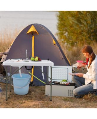 Fish Cleaning Table with 2 Sinks and 360° Rotatable Fauce