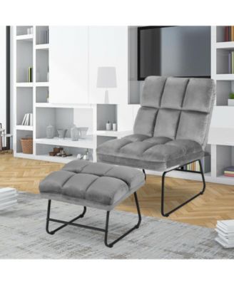 Velvet Massage Recliners with Ottoman Remote Control and Side Pocket