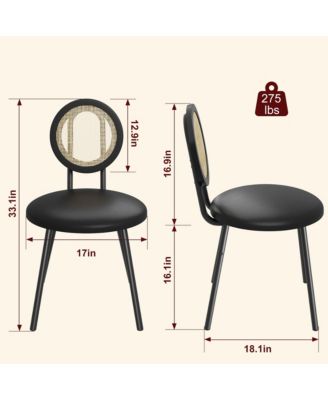 Dining Chairs Set of 4, Rattan Kitchen Chairs with Thicken Upholstered, Modern Dining Room Chairs Set of 4,Black