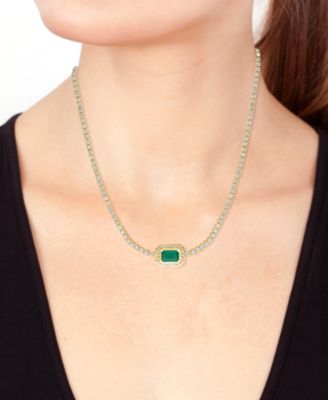 EFFY&reg; Emerald (1/2 ct. t.w.) & Diamond (1-5/8 ct. t.w.) Fancy Pendant Necklace in 14k Gold, 18" + 1" extender