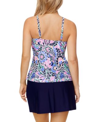 ISLAND ESCAPE WOMENS CALI HALTER UNDERWIRE TANKINI TOP HIGH WAIST TUMMY CONTROL SWIM SKIRT EXCLUSIVELY AT MACYS