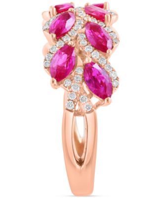 EFFY&reg; Marquise-Cut Ruby (1-5/8 ct. t.w.) & Diamond (1/3 ct. t.w.) Statement Ring in 14k Rose Gold