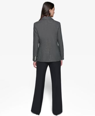 Women's Rhinestone Embellished Tweed Jacket