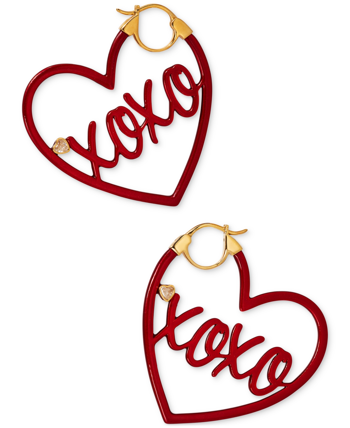 by Nadri 18k Gold-Plated Xoxo Heart Hoop Earrings - Gold