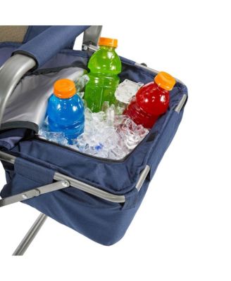 Portable Director's Chair w/Cooler, Cup Holder, & Side Table, Navy/Tan