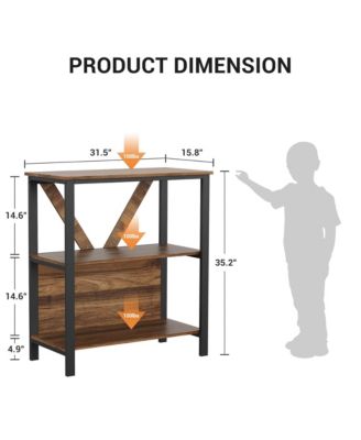 3 Tier Bookshelf with LED Lights, Bookcase with Open Display Shelves, Wood and Metal Standing Bookshelf