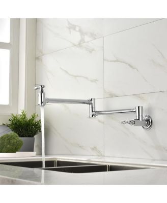 Wall-Mount Folding Pot Filler Faucet for Space-Saving and Convenient Kitchen Use